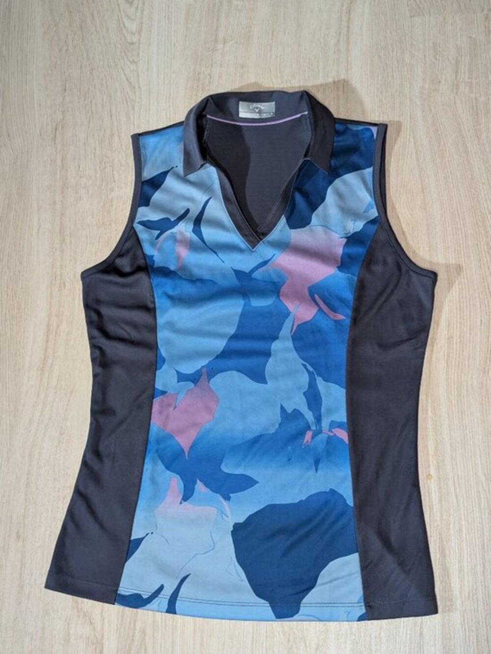 Women's Callaway Opti-Dri Blue Sea Star Abstract Golf Polo Sleeveless M